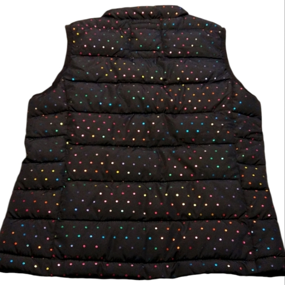 2/$20 GAP navy puffer vest with rainbow colored polka dots size L - Picture 2 of 5